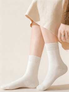5 Pairs Of Random Women's Mid-Calf Socks - Warm - Suitable For Casual Wear In Autumn And Winter - Multicolor - View 3