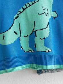 Sweater Pullover Rajut Motif Dinosaurus Colorblock Streetwear Anak Laki-Laki, Cocok Untuk Pakaian Kasual Sehari-hari di Musim Semi, Gugur, dan Dingin - Biru - View 6