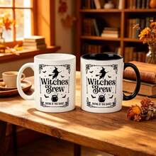 1pc 11oz Witch Potion Witch Pattern Ceramic Coffee Mug, Vintage Halloween Quote Tea Cup, Birthday, Halloween Party, Christmas, Thanksgiving Holiday Gift For Witch Lover Friends - Multicolor - View 6