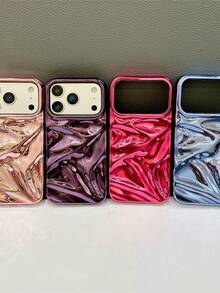 KOOLIFE Electroplated Three-Dimensional Pleated Phone Case. The Design Is Simple And Fashionable, Integrating Exquisite, Fashionable And Elements, Suitable For Both Men And Women. The Surface Is Scratch-Resistant And Wear-Resistant, Durable. It Is Compatible With Iphone 13, 14, 15, 16, 17 Series Models (Including Pro And Pro Max Versions). - Pink - View 2