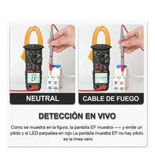 Medidor de abrazadera digital 4000 cuentas, multímetro de abrazadera de rango automático, mide voltaje , corriente CA, resistencia, capacitancia, frecuencia, prueba de diodos,Multimetro de Gancho, Pinza Amperimétrica con NCV y Pantalla,Retroiluminada, Pruebas Live Wire,Diodos, Continuidad - Amarillo - Ver 6
