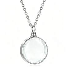 Round Clear Glass Urn Necklace For Ashes, Stainless Steel Cremation Keepsake Locket, Sympathy Memory Gift For Loss Of Loved One - Multicolor - View 10