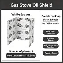1pc/2pcs Foldable Aluminum Foil Gas Stove Splash Guard, Heat Resistant Oil-Proof Partition Board, Cactus Leaf Print Kitchen Stove Protector, Easy To Clean Oil-Proof Cooking Isolation Board, Suitable For Home Kitchen - Multicolor - View 15