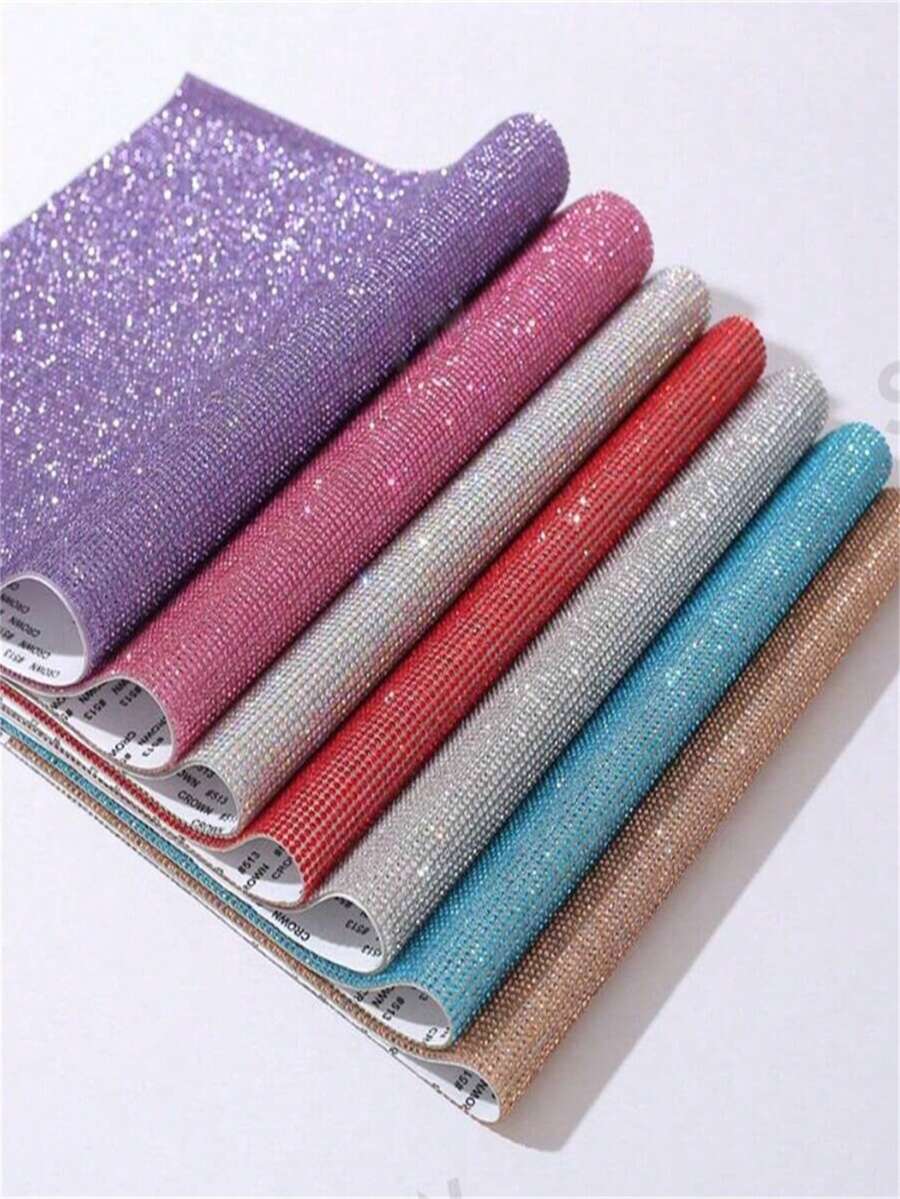 1pc Glitter Crystal Gem Rhinestone Sticker DIY Self-Adhesive Glitter Car Phone Craft Decorative Sticker 7.8 X 9.4 Inch - Multicolor - View 1