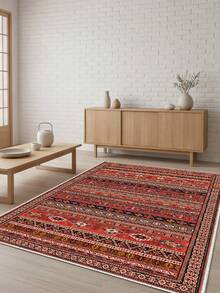 Digitally Printed Non-Slip Washable Runner And Area Rug Living Room Carpet, Modern Design | Modern, Scandinavian, Bohemian And Classic Styles | 100% Polyester - Red - View 4