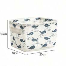 Baby Nursery Fabric Storage Basket With Multiple Pattern Options, Baby Wipes, Bibs, Toys Organizer Bin, Foldable With Handle, Home Desktop Sundries Storage Basket (Note: Texture, Color, And Line Of The Handle Area Are Random) - Multicolor - View 3