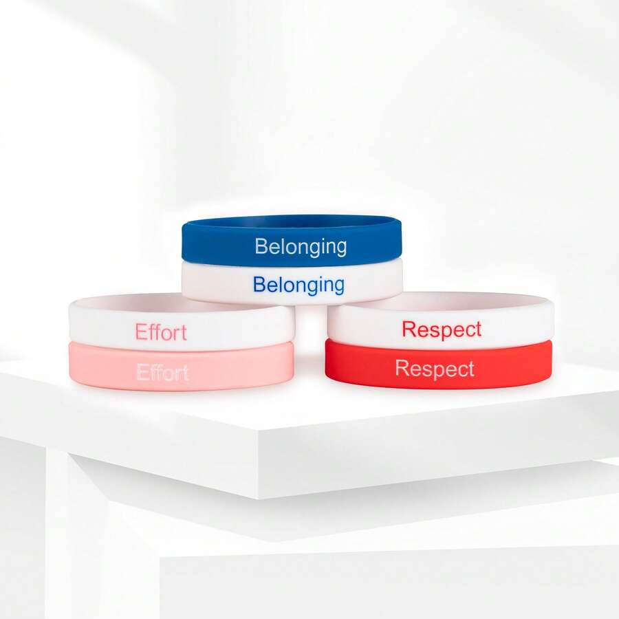2pcs/Set Men's Silicone Fitness Sports Wristbands - G0178 Effort Pink + White - View 1