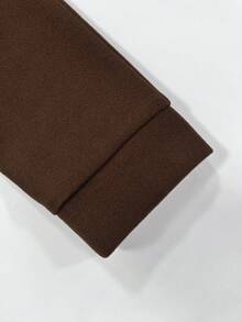 Autumn/Winter New Deep Coffee Color Stand Collar Raglan Sleeve Metal Button Double Pocket Short Jacket Casual Elegant Commute Style Vacation Daily Office Travel Date - Brown - View 7