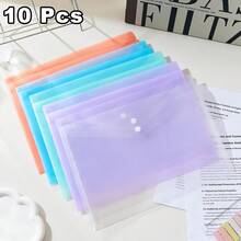 5/10/20pcs A4 Snap Closure File Folders, Waterproof Plastic Material, Suitable For School, Office, Teachers, Students, Home Use, Back To School Reports, Artwork, Project Storage, Moisture-Proof, Neat And Portable, Suitable For Desk, Backpack, Classroom, Labelable, Space-Saving - Sets - View 9