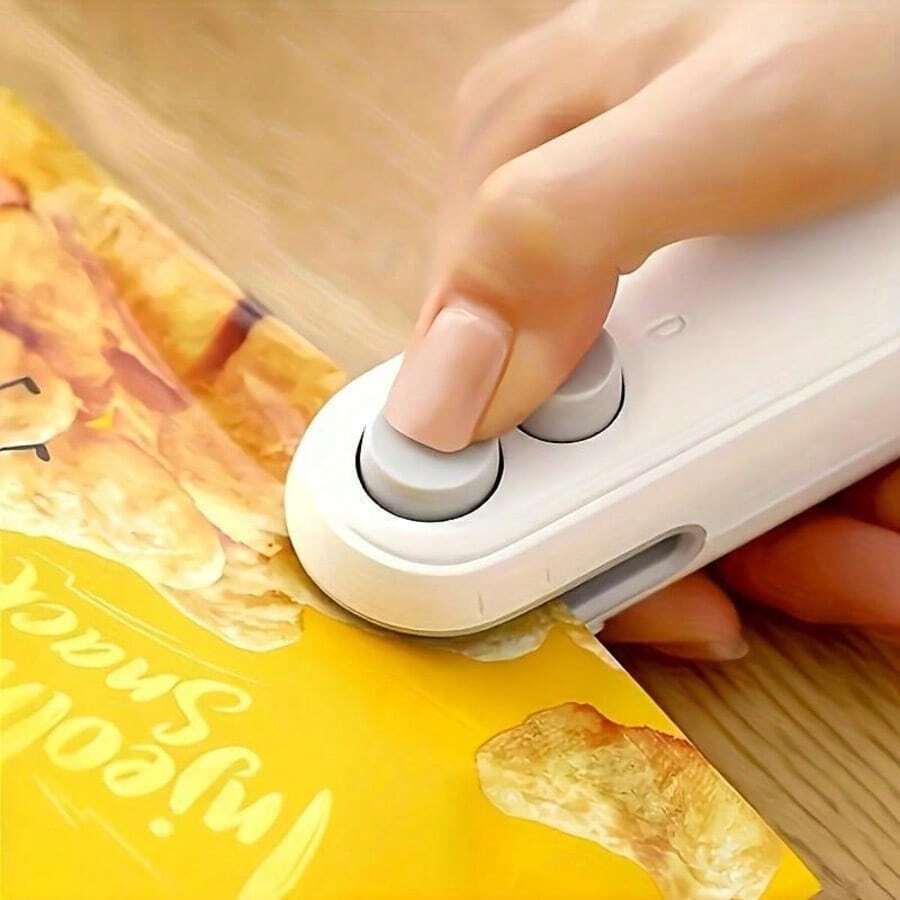 USB Home Sealer/Snack Sealer, Portable Handheld Plastic Sealer With Magnetic Closure, Includes Charging Cable - White - View 1