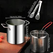 304 Stainless Steel Deep Fryer Pot For Home Use, Small Fryer Pot, Induction Cooktop Compatible, Oil-Saving Deep Pot With Dual Handles, Fryer With Strainer, Soup Pot - View 8