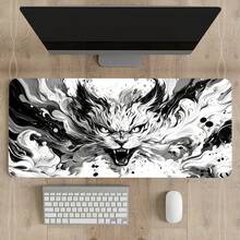 Gaming Mouse Pad XL Extended Anime Mouse Pad, Large Cute Kawaii Big Computer Mouse Mat Desk Pad With Non-Slip Rubber Base And Stitched Edge For Home Office -Black White Cat - View 12