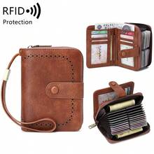FOREVER MIYIN RFID Blocking Short Zip Purse For Women, Accordion Multi‑Card Slots Snap Button Wallet, Large Capacity Clear ID Slots With Wrist Strap For Daily Use - Multicolor - View 14