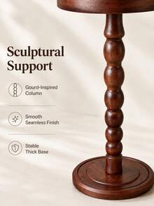 1pc Minimalist Round Solid Wood Coffee Side Table, Tea Table, Portable Multi-Functional Storage Wooden Table, Service Table, Can Be Used As Candle Holder, Plant Stand, Suitable For Living Room, Bedroom, Sofa Side, Coffee Corner, Balcony, Garden, Fits Various Home Decor Styles - Multicolor - View 4
