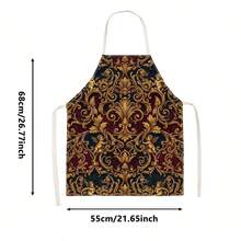1pc Vintage Gold Brown Floral Print Apron - Sleeveless Design, Durable And Comfortable Fit, Featuring Intricate Vine Retro Floral Pattern, Suitable For Cooking, Baking And Home Cleaning, Household Cleaning, Housework Apron, Hand-Painted Handmade Gardening Apron, Fun Holiday Gift - Multicolor - View 15