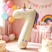 1pc 40 Inch Extra Large Unicorn Ins Style Irregular Number 0123456789 Shaped Aluminum Foil Balloon, Suitable For 1st Birthday Party, Dessert Table Backdrop, Atmospheric Photo Decoration Balloon Prop - View 4