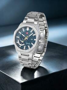Never-Stop Men's Quartz Watch Octagonal Vertical Stripe Calendar Small Dial Metal Steel Band Business Men's Watch Multi-Color Suitable For Daily Wear And Various Holiday Gifts - one-size - View 16