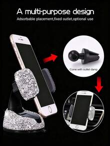 Adjustable Sparkling Sequin Full Rhinestone Suction Cup 360° Adjustable Crystal Car Phone Holder, Bling Car Phone Holder,Crystal Auto Dashboard Air Vent Cell Phone Mount, Universal Car Phone Holder Mount For Windshield, Dashboard And Air Vent, Car Accessories Spring Gift - Multicolor - View 3