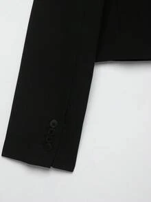 DEEKA kort blazer för dam, höstnyhet, europeisk och amerikansk stil, minimalistisk och mångsidig design - Svart - Visa 10