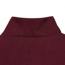 TF.MLN 女款春夏/秋冬西裝外套，新款長袖立領通勤套裝，時尚休閒風，日常穿著 - 酒紅色 - 查看 7