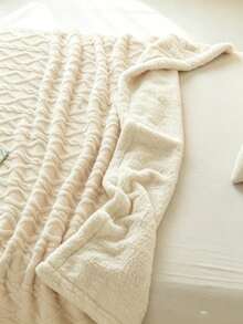1pc Soft Skin-Friendly Comfortable Bed Blanket With Turned-Over Cuff, Suitable For Bedroom And Guest Room - Off White - View 6