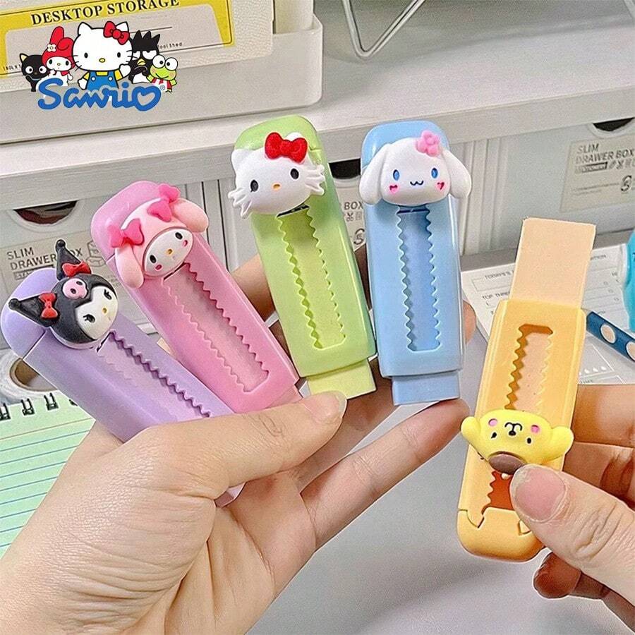 SANRIO Set 1/3/5 buah Penghapus Tarik-Dorong Karakter 3D Lucu, Warna Macaron Segar, Desain Batang Dorong yang Dapat Ditarik, Menghapus Bersih dengan Sedikit Serpihan, Ringkas dan Portabel, Cocok untuk Siswa Menulis dan Mengoreksi, Alat Tulis yang Sangat Menarik dan Menggemaskan - MultiWarna - View 1