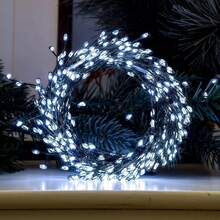 Dark Green Cord Dripping Waterfall String Lights, USB Plug Supply, Sparkling Drop‑Shaped LED, Cozy Ambient Lighting For Christmas Fireplace, Living Room And Window Display - Dark Green - View 5