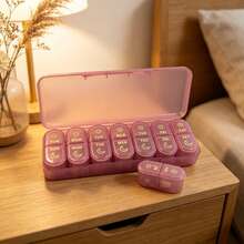 Portable Weekly Pill Organizer, Medication Storage Box, Clear Sun And Moon Icons To Prevent Missed Doses, Compact Pill Box, Easy Open And Close Design, Waterproof And Moisture-Proof, Suitable For Travel, Office And Christmas Gift - one-size - View 11