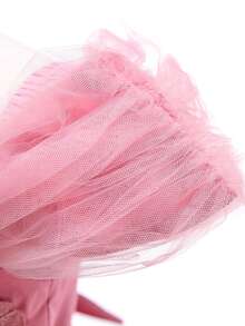 Tween Girl Long Tulle & Satin Solid Color Party Dress, Suitable For Evening Events, Headband Not Included - Pink - View 9
