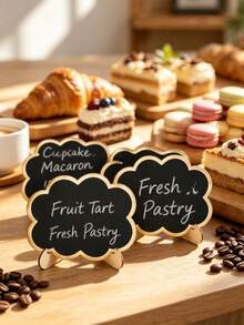 10/5pcs Mini Cloud Shaped Chalkboard Signs With Wooden Stand, Reusable Blank Message Label Tags, Erasable Tabletop Place Cards For Bakery Dessert Display, Buffet, Party, Wedding, Food Price Marking Decoration - Multiple Styles - View 7