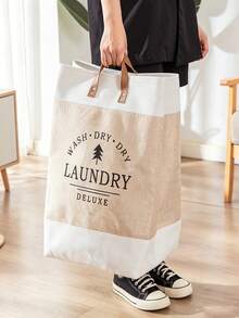 1PC Large‑Capacity Foldable Laundry Hamper, Soft Linen‑Blend No‑Lid Handheld Storage Basket, Multi‑Color Solid Plain Pattern Fabric Material, All‑Season Casual Home Style For Adults, Balcony Bedroom Closet Household Storage Occasion - Multicolor - View 9