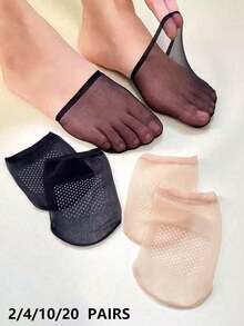 4/10/20 Pairs Ultra-Thin Women's Low-Cut High Heel Sandals Invisible Silicone Anti-Slip Half-Foot Socks - Multicolor - View 11