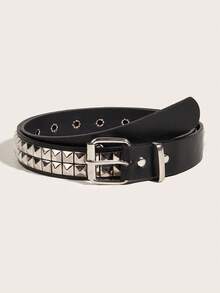 1pc Punk Western Style PU Leather Belt For Women, Suitable For Daily And Party Wear - Black - View 8