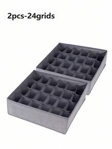 Drawer Organizer Divider, Foldable Closet Storage Basket, Fabric Storage Box, Suitable For Clothes, Underwear, Bras, Ties, Accessories, Socks - Grey - View 12