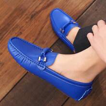 Plus Size Men's Handmade Loafers, Slip-On Moccasin Shoes, Comfortable Casual Work Walking Driving Flat Shoes - Royal Blue - View 16