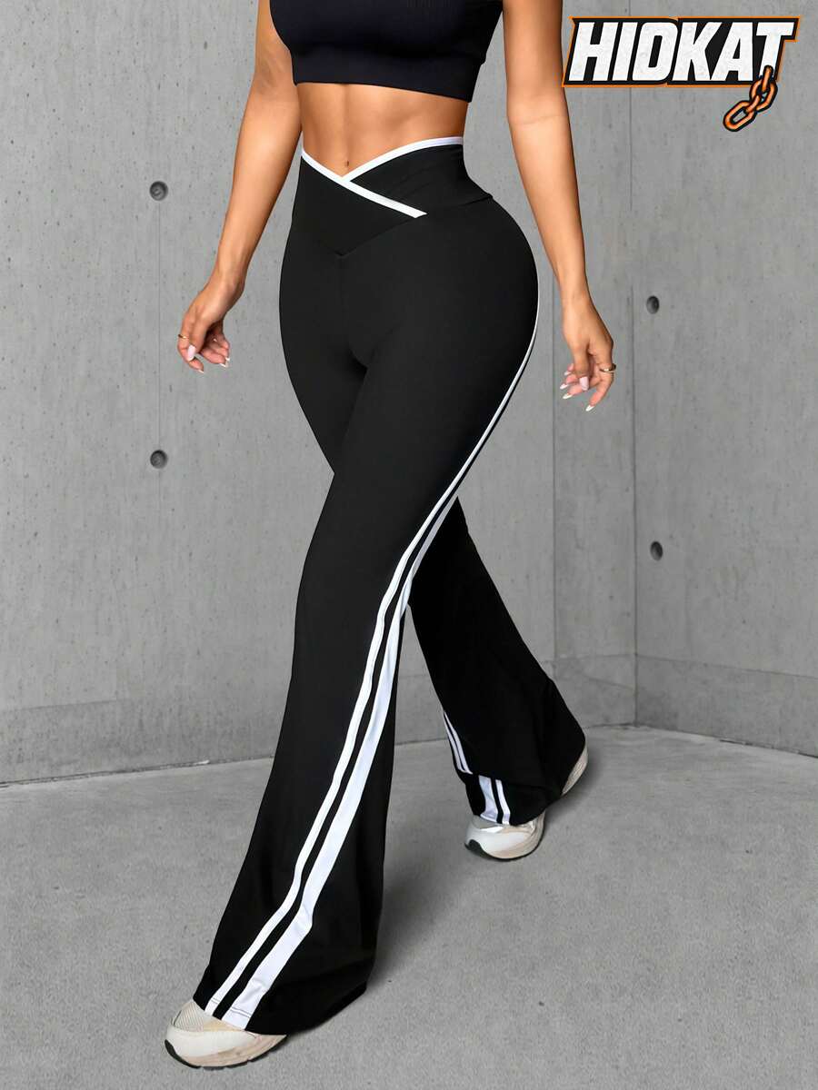 Hidkat Women's Soft Breathable Running Fitness Casual Sports Pants, Spring/Summer Casual Sports Style - Black and White - View 1
