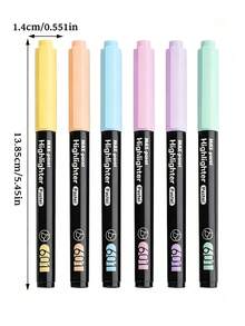 6pcs/3pcs Morandi Color 601 Fluorescent Highlighter Pens For Students, Note-Taking, Planner, Marking, Halloween Stationery Set - Highlighter - View 3