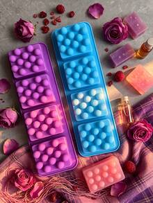 4-Cavity Square Massage Soap Silicone Mold With Raised Texture, Flexible Easy Release DIY Mold For Handmade Bath Bars, Shampoo Bars, Aromatherapy Soap And Creative Home Craft Projects - Multiple Styles - View 1
