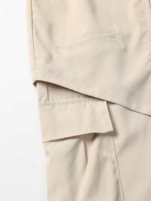 American Street Style Star Embroidery Men's 2 In 1 Drawstring Cargo Wide Leg Casual Pants - Apricot - View 7