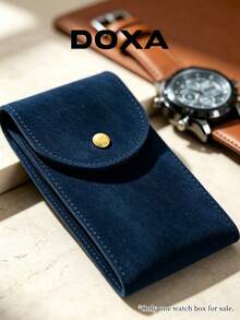 DOXA Mini Lightweight Watch Protective Storage Bag, Business Travel Gift Watch Pouch - Navy Blue - View 6