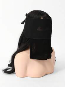 1件裝女款黑色尼卡布，純色遮眼全臉面紗，傳統穆斯林面罩 - 黑色 - 查看 13