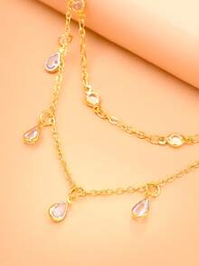 outingfit 1 chiếc nhẫn đeo ngón tay đôi kèm vòng tay tua rua đính đá rhinestone màu vàng cho nữ, trang sức xích tay thanh lịch, phù hợp đi biển, lễ hội âm nhạc, hẹn hò và du lịch - mặt dây chuyền - Xem 5