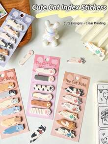 4 Sets/24 Styles Creative Cartoon Cat Index Sticky Notes, Cute Cartoon Desktop Memo Notes, Adhesive Marker Classification Stickers, Used For Marking, Classification, Note-Taking, Etc., Random Styles - one-size - View 4