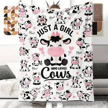 [Cozy Cow Print Blanket] Soft & Skin-Friendly Flannel Cow Print Blanket ...