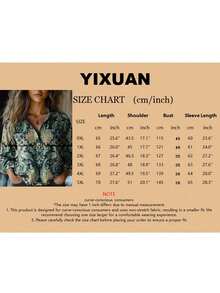 YI XUAN Camisa de moda con estampado retro para mujer talla grande, diseño con bolsillo doble delantero, primavera - Verde - Ver 9