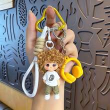 Cartoon Curly Hair Doll Keychain Pendant Cool Couple Character Charm Cute Bag Hanging Chain Creative Small Gift 1pc/2pcs,Purse Charms - Multicolor - View 16
