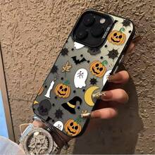 1件萬聖節貓咪南瓜蘋果 16手機殼 iPhone15 雷射 14Plus 防震 12promax 奢華 - 橘色 - 查看 3