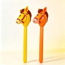 Soft PVC Inflatable Toy Role Play Durable Cartoon Pony Stick Outdoor Game Prop Activity Birthday Party Costume Photo Handheld Inflatable Stick - Multicolor - View 2