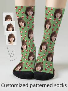 1 Pair Customized Face Socks, Personalized Photo Socks, Custom Printed Socks, Funny Face Socks, Custom Image Socks, Can Print Any Face On Socks, Anniversary Gift, Valentine's Day Gift, Birthday Gift, Wedding Gift - Multicolor - View 11