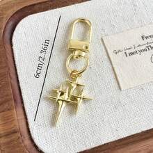 1pc Fashion Four-Pointed Star Hollow Sun Women's Keychain Pendant/Bag Charm - Multicolor - View 2